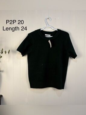 Ricki's Dark Green Short Sleeve Knit Sweater Wool Blend Crew Neck Top Medium NWT